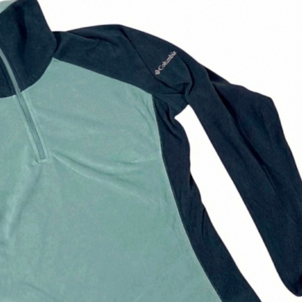 2 Tone Teal Mint/Hunter Green Columbia Semi Fitted 1/4 Zip Pullover Fleece L